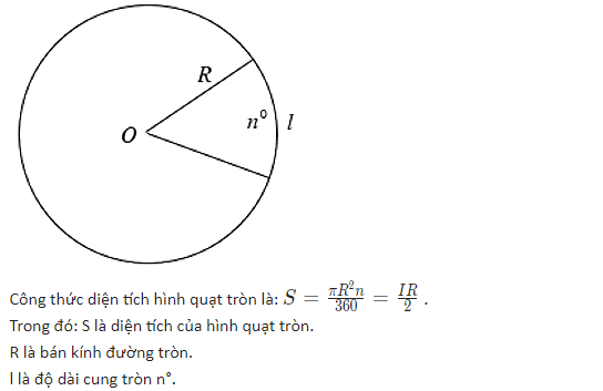 Khái niệm hình quạt tròn, Cách tính diện tích hình quạt tròn và bài tập vận dụng %